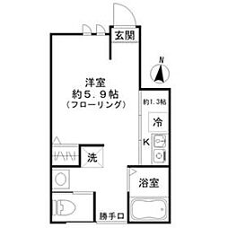 京急本線 大森町駅 徒歩8分の賃貸アパート 1階ワンルームの間取り