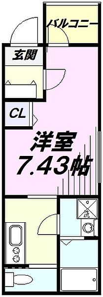 エクセリア清瀬 302｜埼玉県新座市新堀３丁目(賃貸アパート1K・3階・24.08㎡)の写真 その2