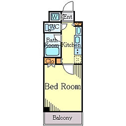 ルーブル川崎中丸子 4階1Kの間取り
