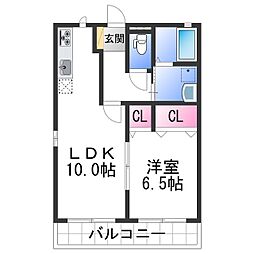 メゾンムソタ 1LDKの間取図画像