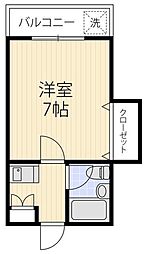 キャロル 1Kの間取図画像