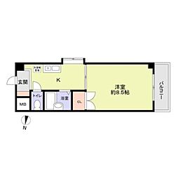 フローラルタワーアイ 1Kの間取図画像