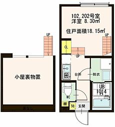 AKレジデンス三軒茶屋 2階1Kの間取り