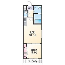 フジパレス吹屋町III番館 1階1LDKの間取り