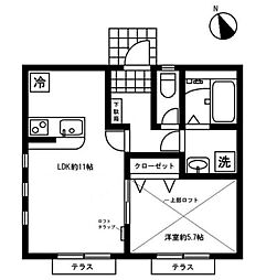 メゾンソレイル 1LDKの間取図画像