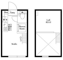 ハーモニーテラス上池袋III 1階ワンルームの間取り