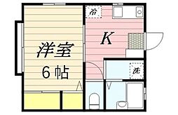 カリーノ 2階1Kの間取り