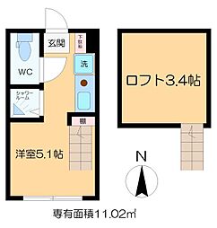グランドセダー東陽町 1階ワンルームの間取り