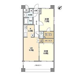 サンハイム鶴見B 2LDKの間取図画像