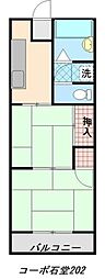 コーポ石堂 2階2DKの間取り