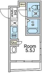 Ferie白金 1階ワンルームの間取り