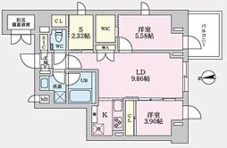 タスキプライムテラス後楽園 6階2SLDKの間取り