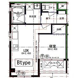 神戸高速東西線 高速神戸駅 徒歩5分の賃貸アパート 2階1LDKの間取り