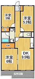 サンスーシー 3DKの間取図画像