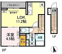 セレスティア平和台 1LDKの間取図画像