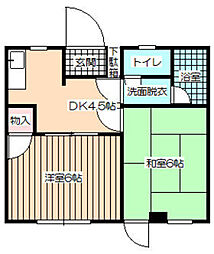 マンション林 2DKの間取図画像