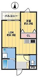 仮称)早良区飯倉6丁目新築AP 1LDKの間取図画像
