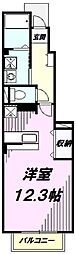 アンジュコリーヌ 1Kの間取図画像