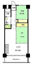 亀戸二丁目団地9号棟 2LDKの間取図画像