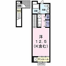 グランデ 2階ワンルームの間取り