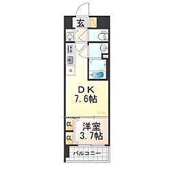ベラジオレガシー葛野大路八条 1DKの間取図画像