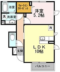 ルミエール B 1階1LDKの間取り