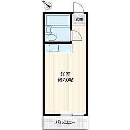 霞ケ関ハイツ ワンルームの間取図画像