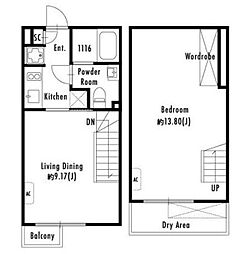 プライマル下北沢代沢 1階1LDKの間取り