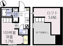 ライゼストフロレスタ ワンルームの間取図画像