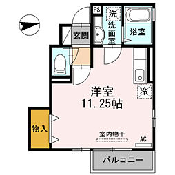 京王相模原線 京王よみうりランド駅 徒歩2分の賃貸アパート 1階ワンルームの間取り