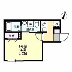 ベイルーム橋本Grande 1階1Kの間取り