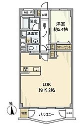 横浜ハイタウン1号棟 1LDKの間取図画像