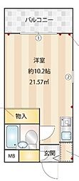 ドム・アコード協栄 3階ワンルームの間取り