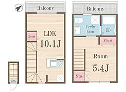 プライムガーデン東武練馬 2階1LDKの間取り