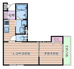 ブリーゼ城東 1階1LDKの間取り