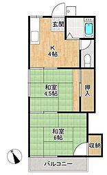 コーポ多田屋 2Kの間取図画像