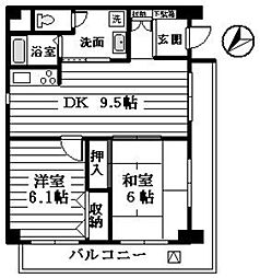 ロイヤルコートときわ台 8階2LDKの間取り