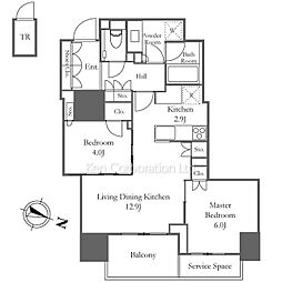パークホームズ日本橋本町 2LDKの間取図画像