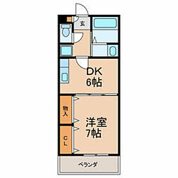 シャンテ薫 1DKの間取図画像