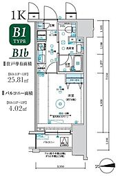 ＭＡＸＩＶ八王子ＴＲＥ 13階1Kの間取り