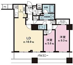 ザ・パークハウス西新宿タワー60 52階2LDKの間取り