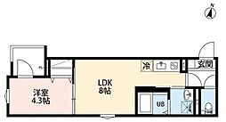 robot home 西都賀II(ロボットホーム ニシツガツー) 1LDKの間取図画像
