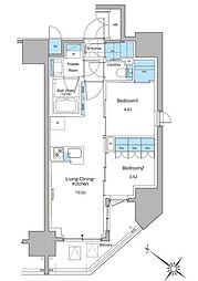 ルフォンプログレ西大井プレミア 2階2LDKの間取り