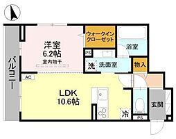 川越市新宿町1丁目アパート 1LDKの間取図画像