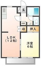 柏葉ハイツ 1LDKの間取図画像