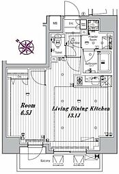 メイクスデザイン三ノ輪 3階1LDKの間取り