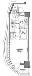ザ・パークハビオSOHO祐天寺 1Kの間取図画像
