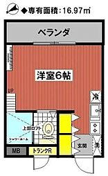 コオポスアペア ワンルームの間取図画像