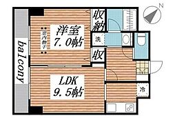 サンアーバン目黒 6階1DKの間取り