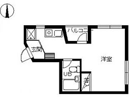 スカイコート大宮2 ワンルームの間取図画像